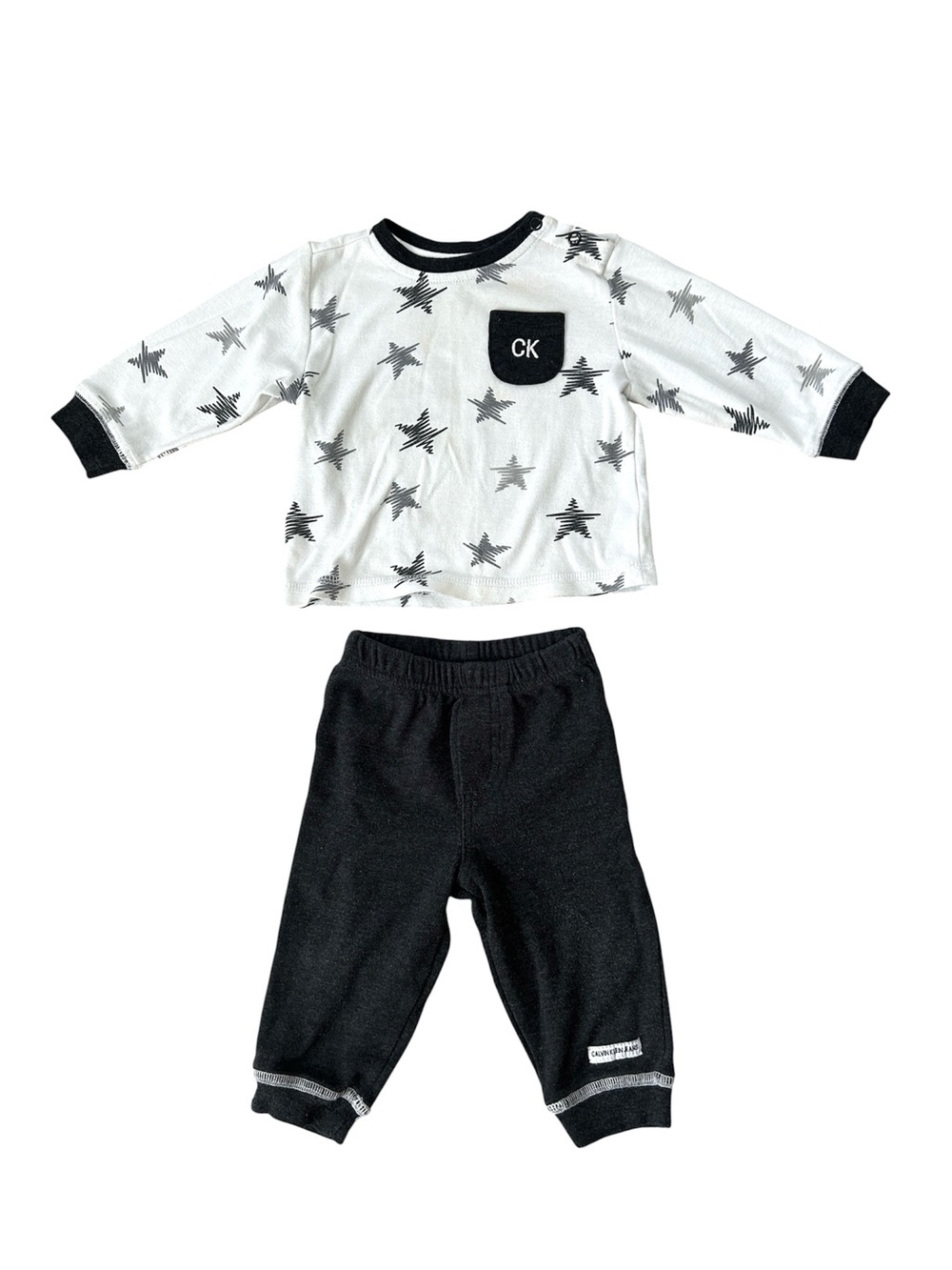 Calvin Klein White & Charcoal Star Print Toddler Set